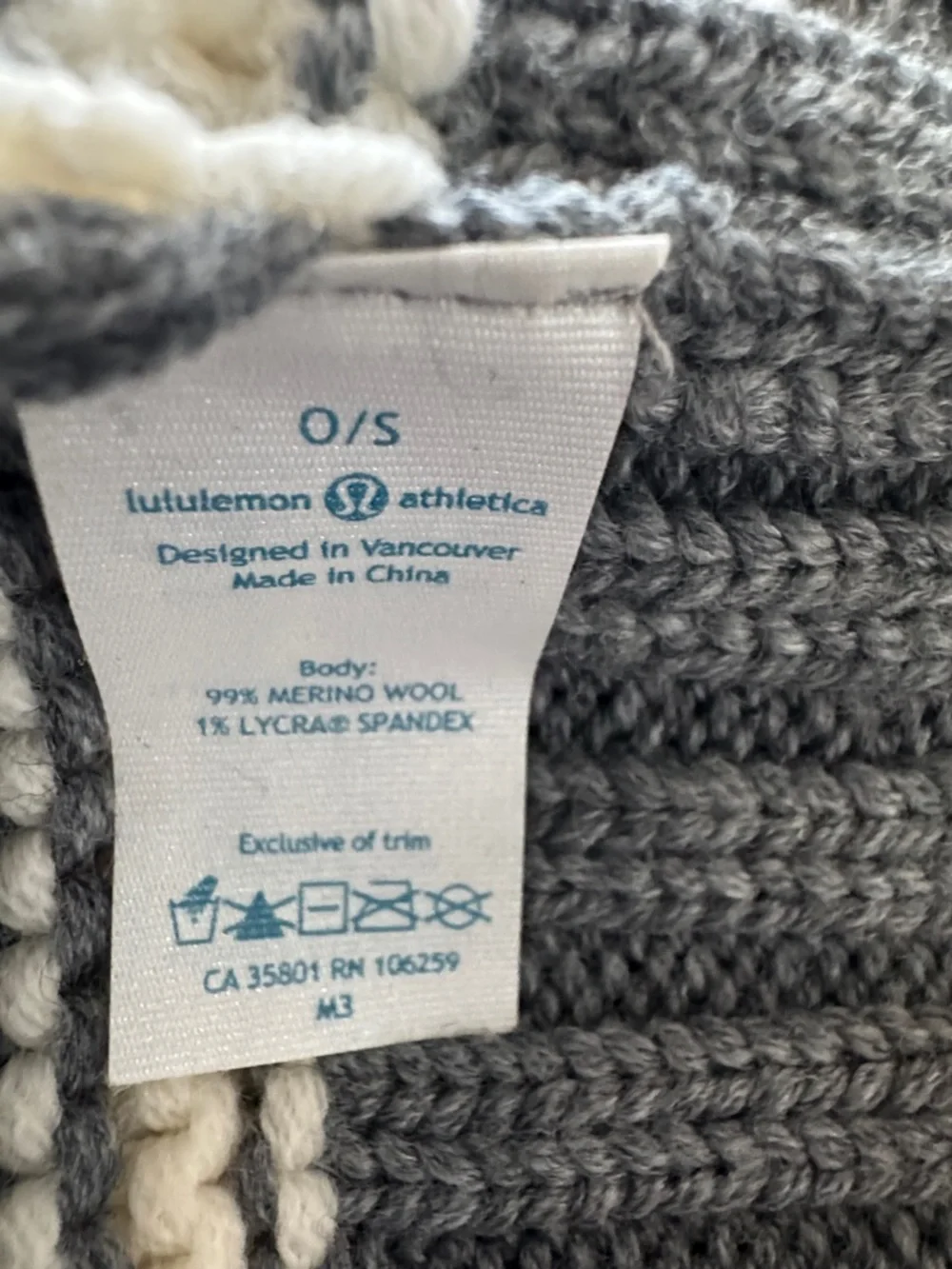 lululemon athletica Gray Striped Beanie